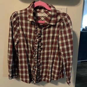 Girls, plaid blouse.